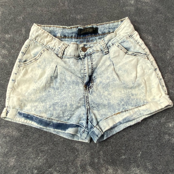 Roma Pants - Acid Wash Denim Mom Shorts Vintage Style